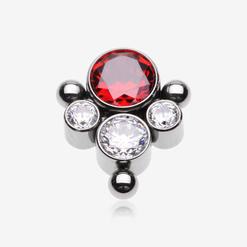 Implant Grade Titanium OneFit Threadless Bali Beaded Essence Sparkle Top Part-Red/Clear Gem